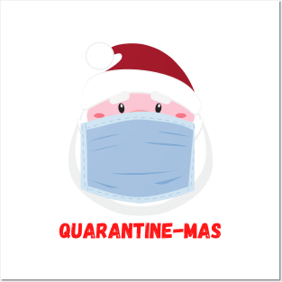 Quarantine-Mas Santa Claus Christmas in Quarantine Santa Clause Wearing a Mask and Social Distancing Posters and Art